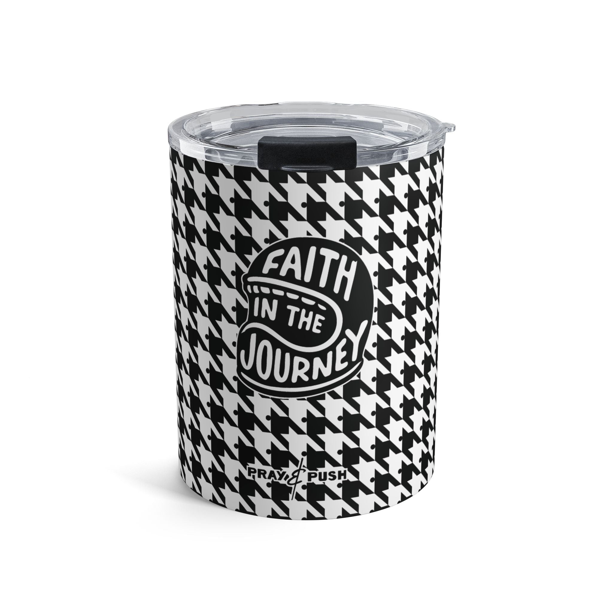 Faith in the Journey Tumbler | Houndstooth Pattern 10oz